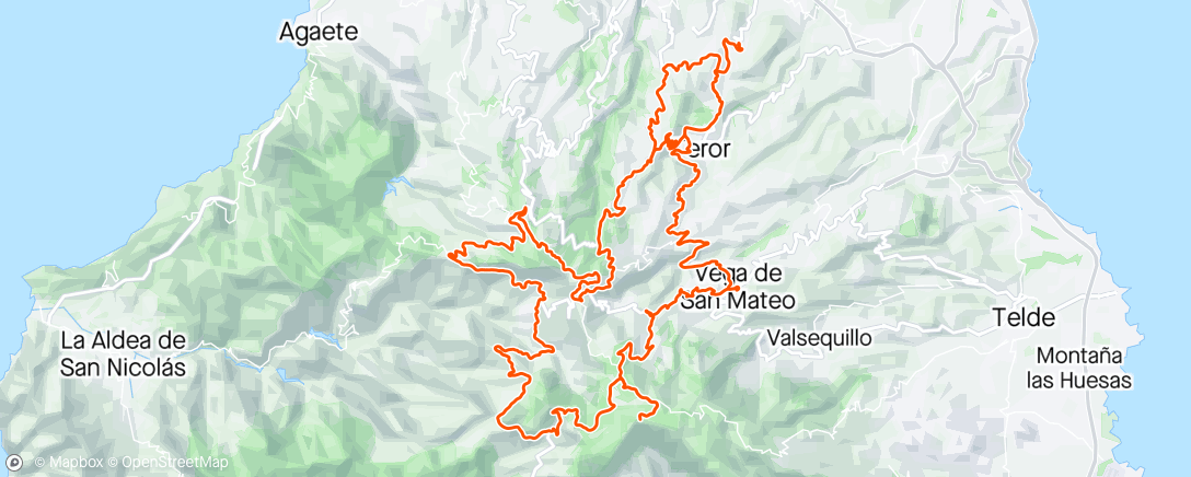 Map of the activity, Arucas-San Mateo-Cueva Grande-Pico de las Nieves-Ayacata-Artenara-Cruz de Tejeda-Teror-Los Chorros-Laguna de Valleseco