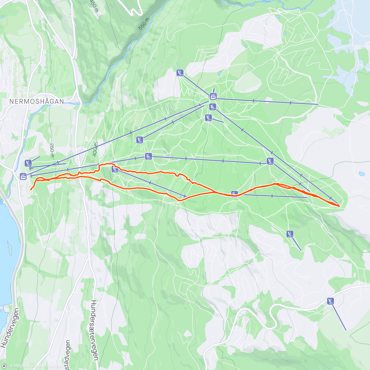 Mapa de la actividad (Vestfold og Telemarkssving i Innlandet)
