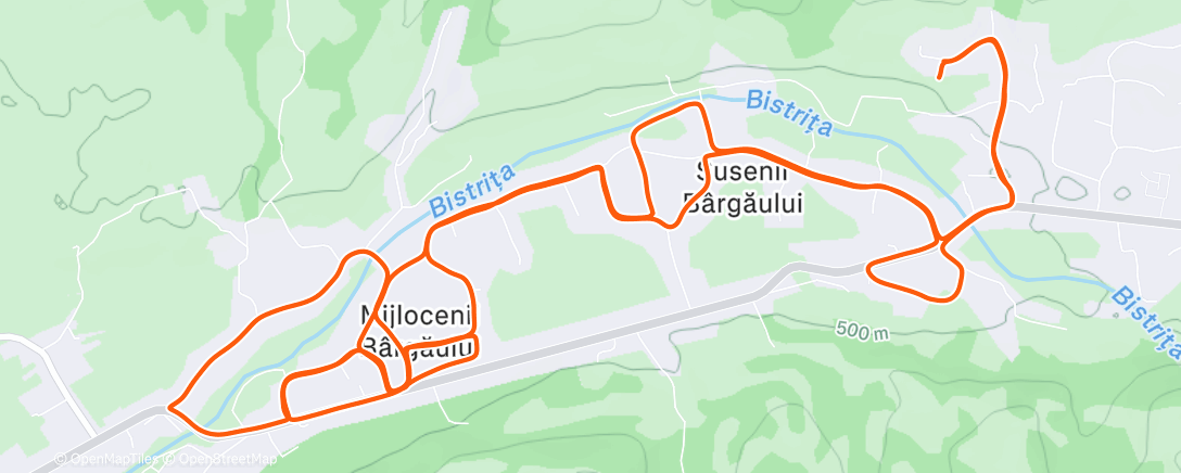 Map of the activity, Afternoon Run