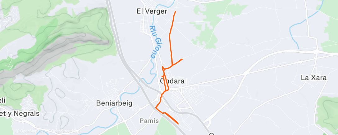 Map of the activity, Evening Run