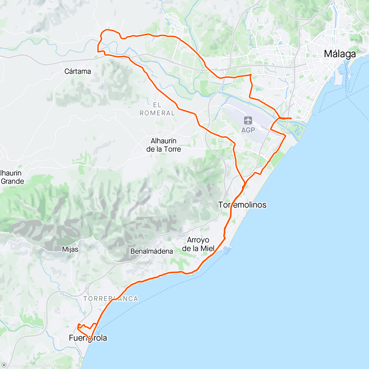 Map of the activity, Buena ruta con cafelito y churros