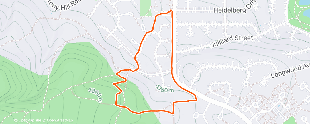 Map of the activity, Evening Trail Run