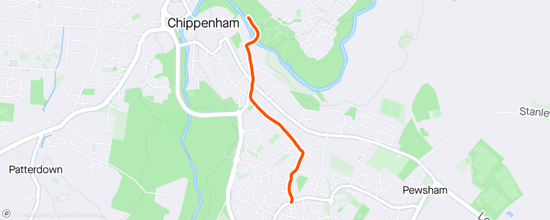 Map of the activity, Walk back from Parkrun