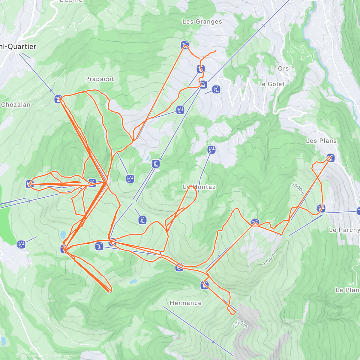 Map of the activity, Christmas skiing