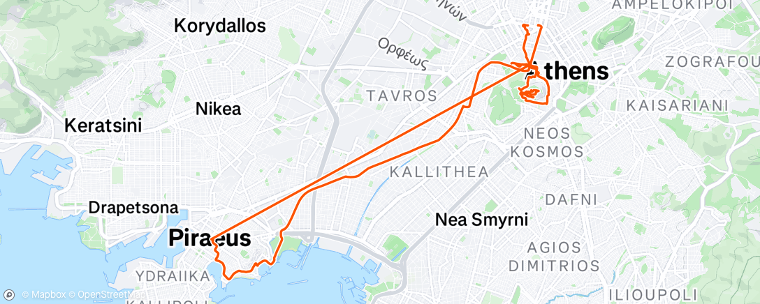 Map of the activity, Long walk around Athens inc Up the Acropolis and in search of dinner 🥂