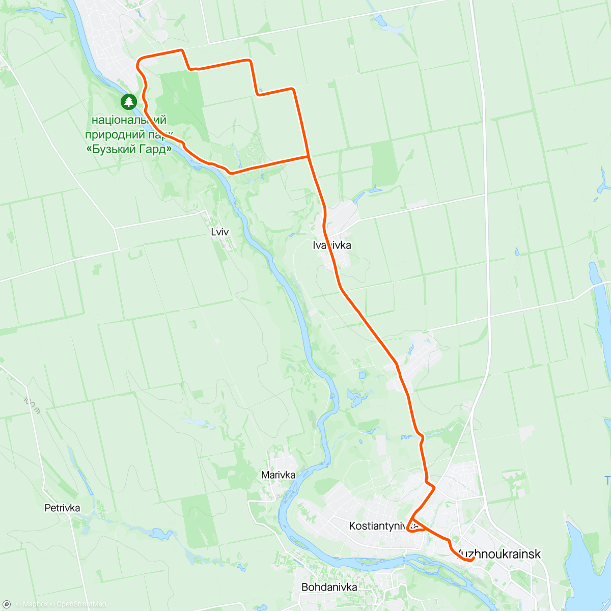 Mapa de la actividad, Evening Ride