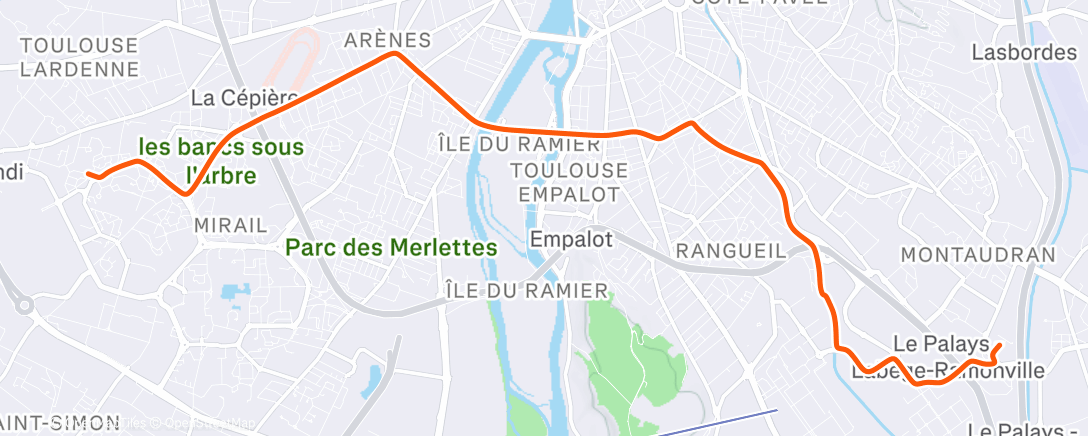 Map of the activity, Sortie vélo de nuit