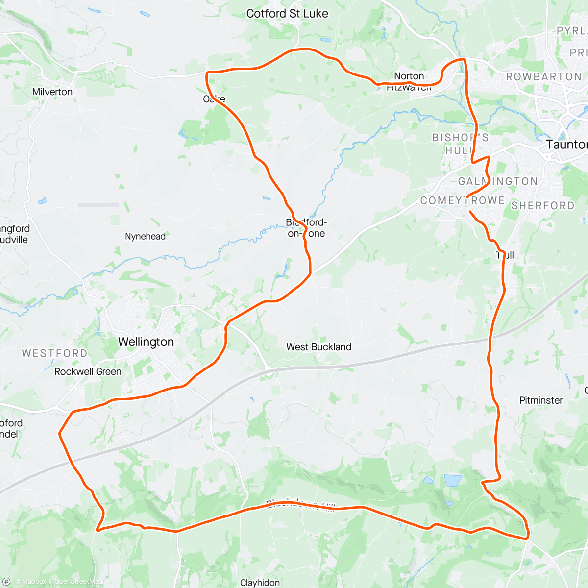 Map of the activity, Afternoon Ride up to Welly Monument