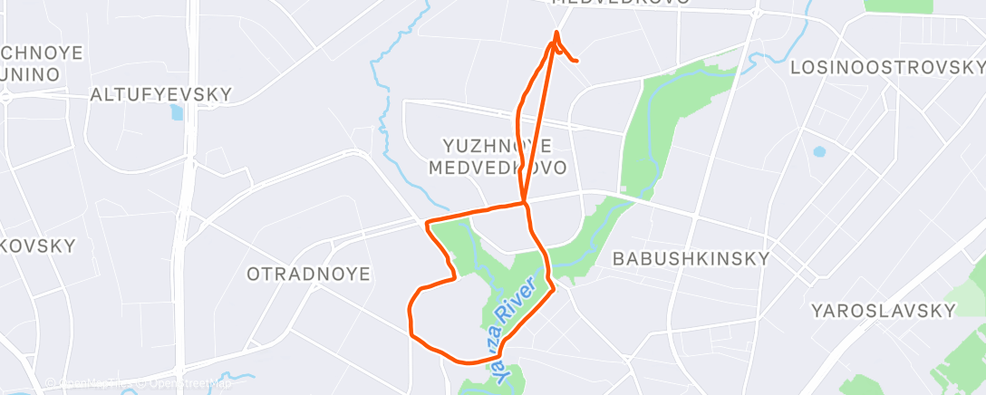 Map of the activity, Вечерний забег