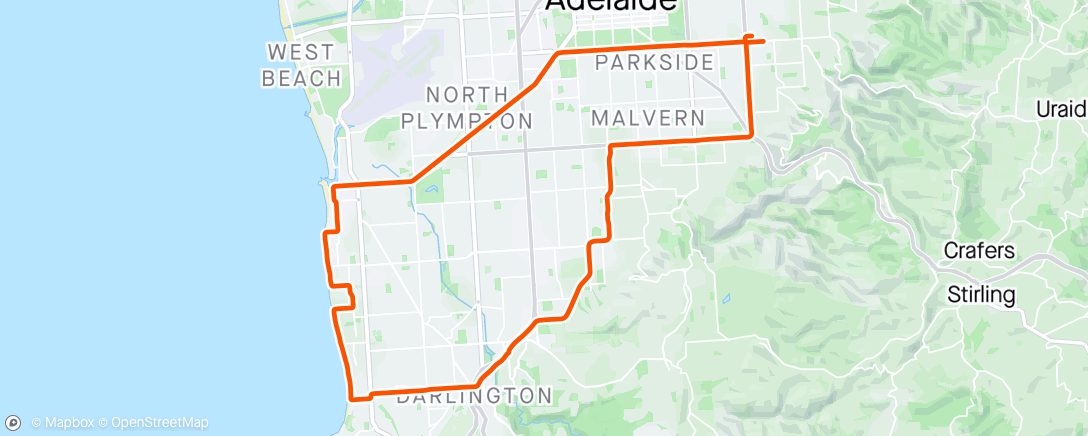 Map of the activity, Ottways training ride