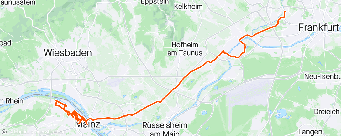 Map of the activity, Streckenleitung beim Mainz Marathon garantiert Rad-Kilometer