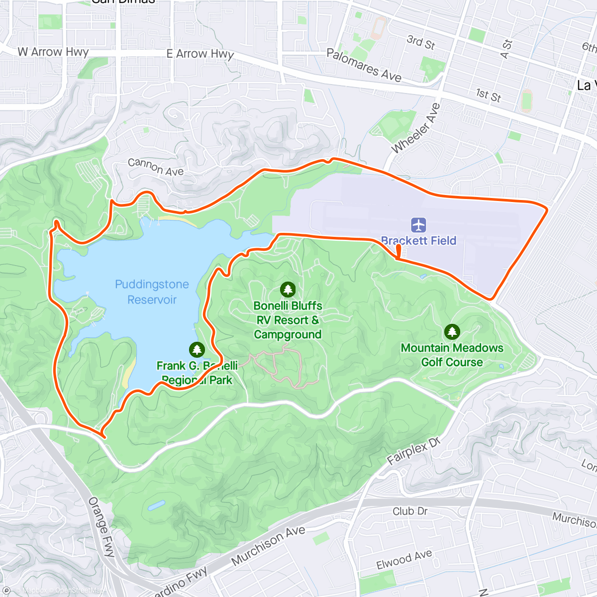 Map of the activity, SoCal Pacers w/ Pomona Valley Runners