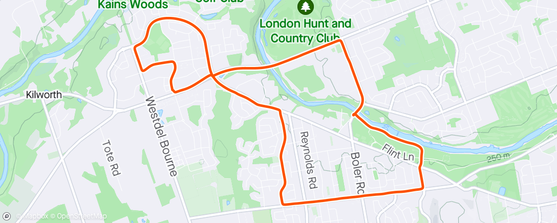 Map of the activity, BackRoads Winter 10km + Long Run