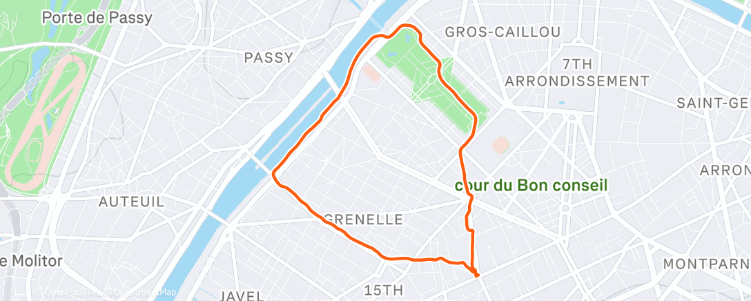 Map of the activity, Footing 35min