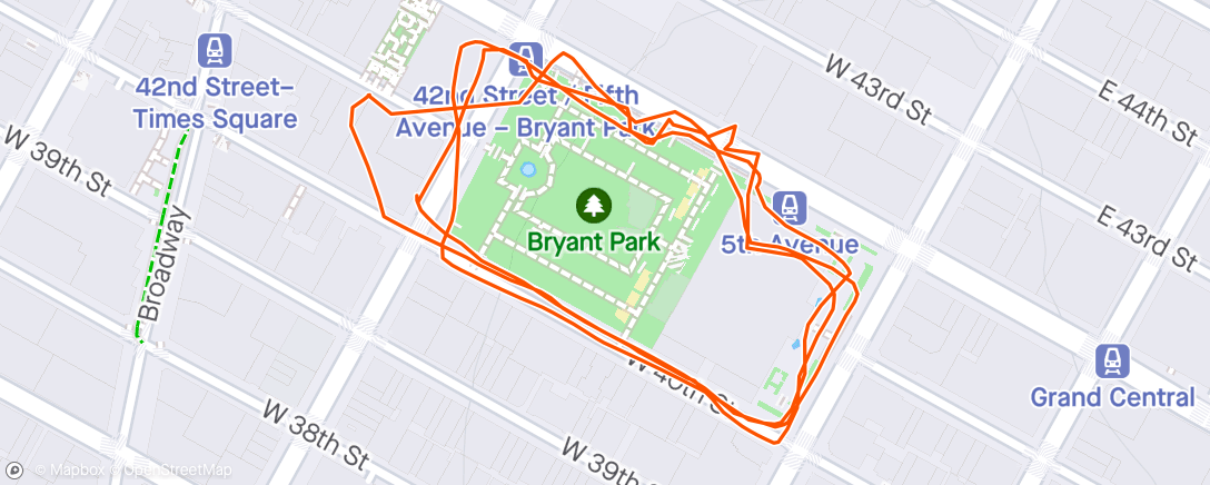 Map of the activity, New York Bryant Park 3km