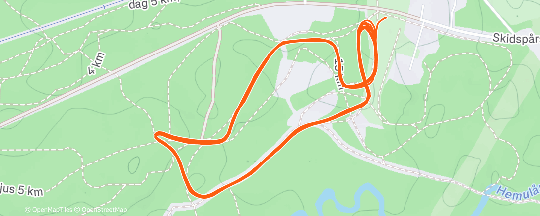 Map of the activity, Lunch Nordic Ski