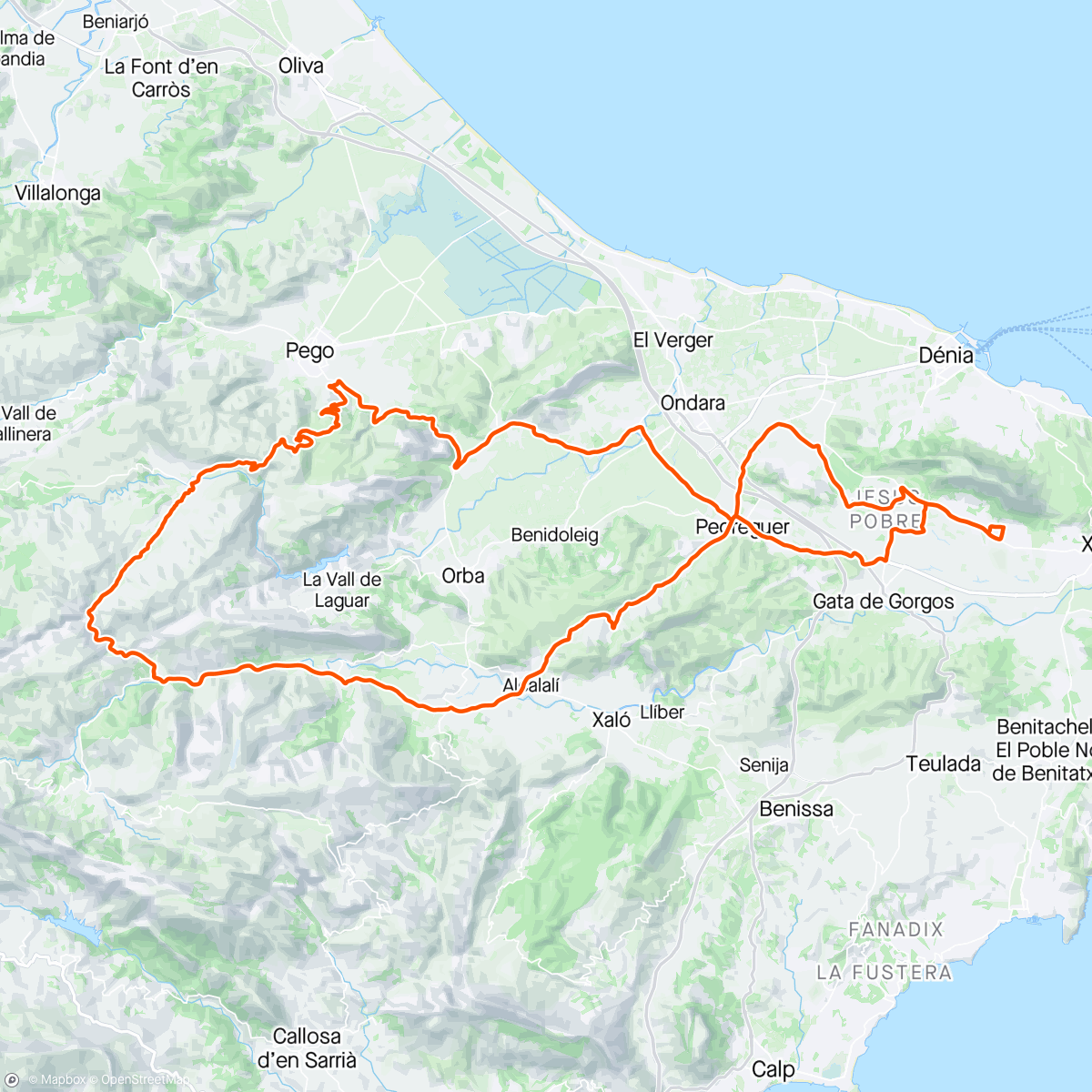 Map of the activity, Vall d'Ebo