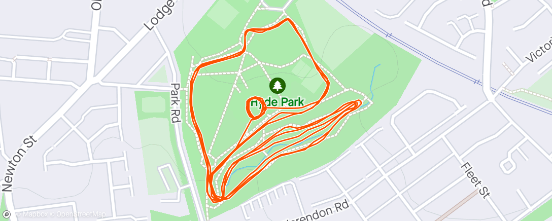 Map of the activity, Day 20 - Hyde parkrun