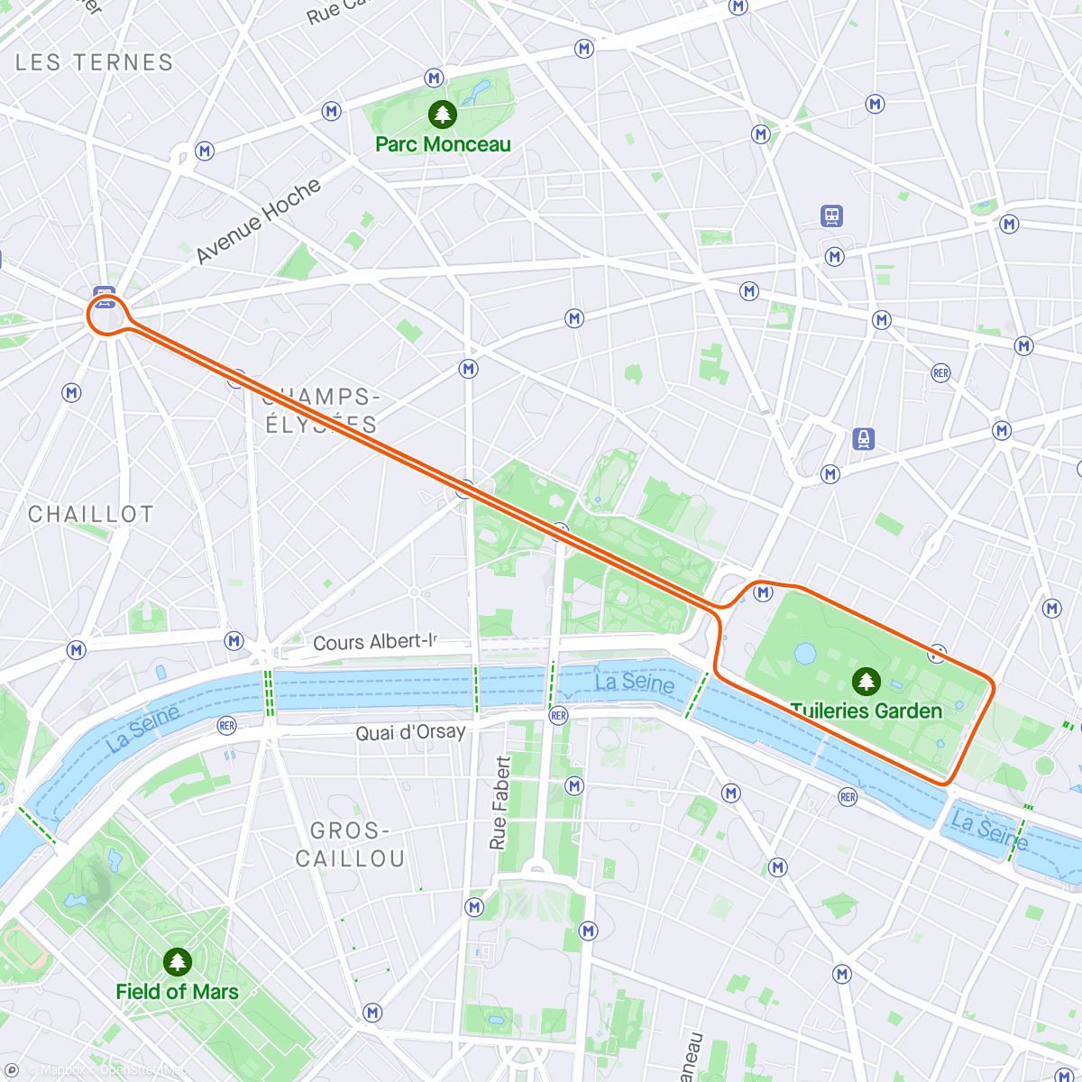 Map of the activity, Día 2925 - Champs-Élysées in Paris