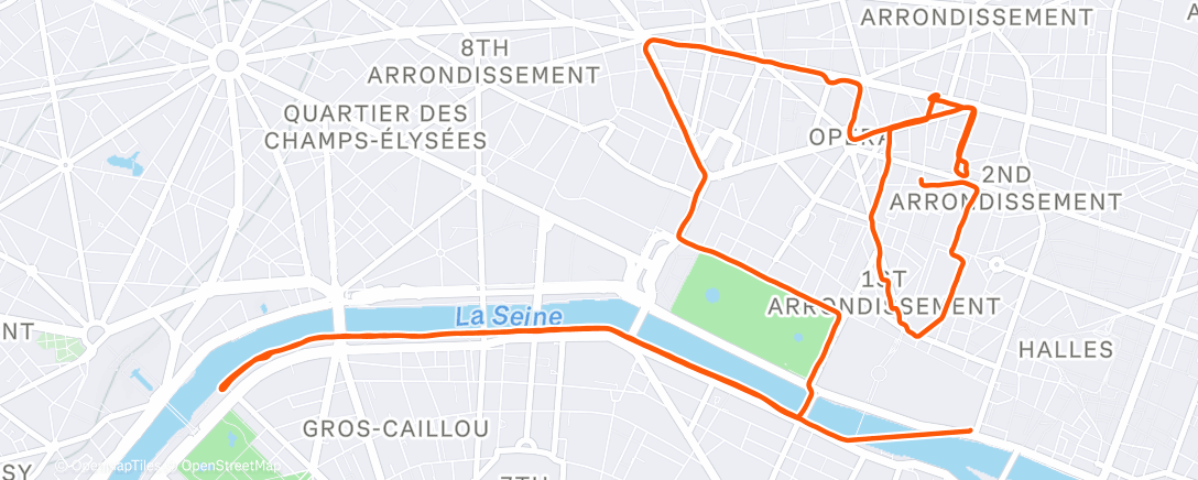 Map of the activity, 10km tempo progressif + retour au calme