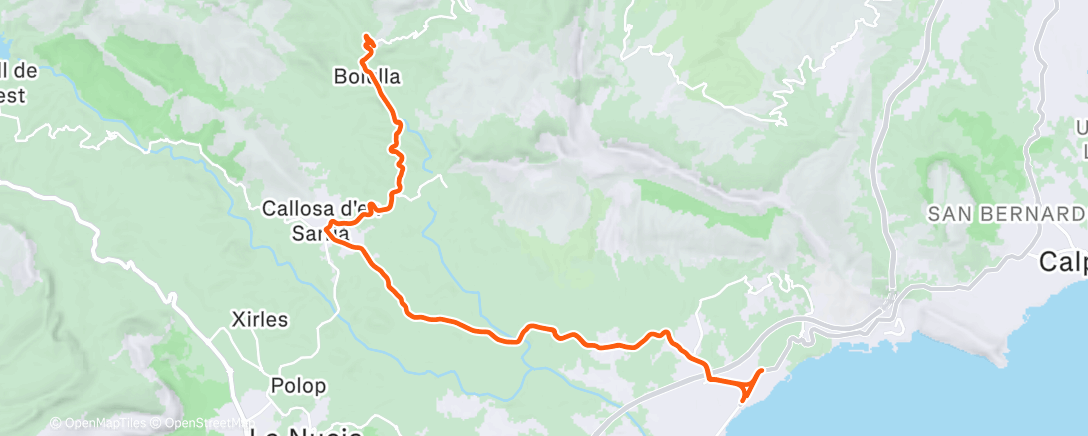 Map of the activity, Bicicleta por la mañana