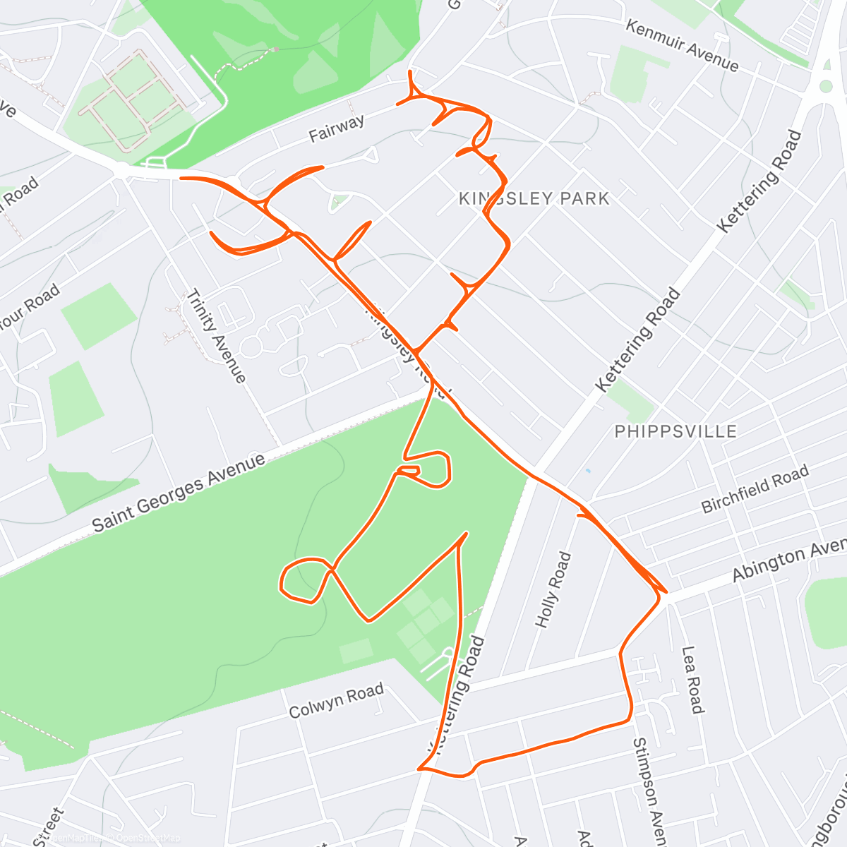 Map of the activity, Rudolph 🔴 🦌 even lit 🔦 the way to Northampton