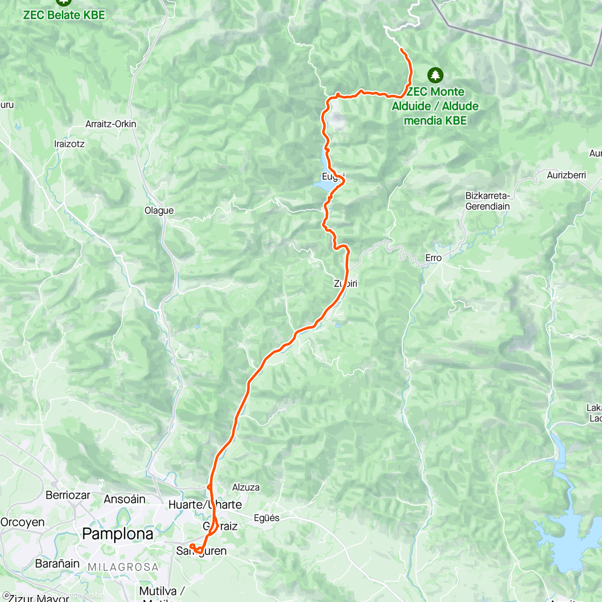 Mapa de la actividad, 26/2024.. Sarriguren Alto de Urkiaga Sarriguren