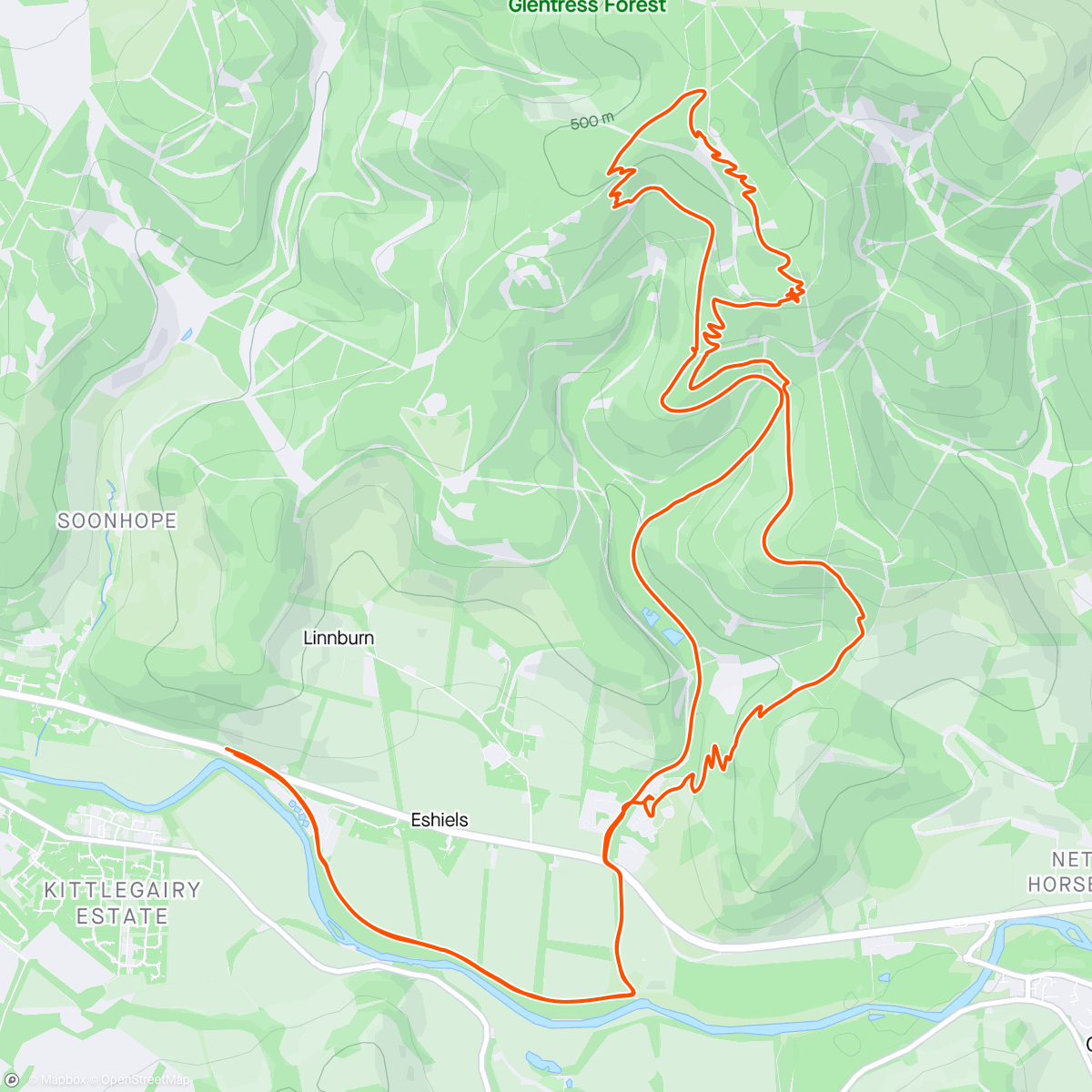 Map of the activity, glentress with lo