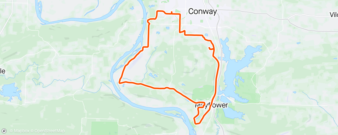 Map of the activity, First AR road ride with Julie and the Conway folks.