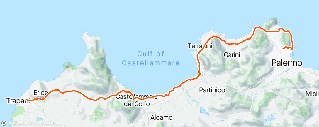 Mapa da atividade, Tour of Sicily - Tappa 8 - Trapani, Palermo