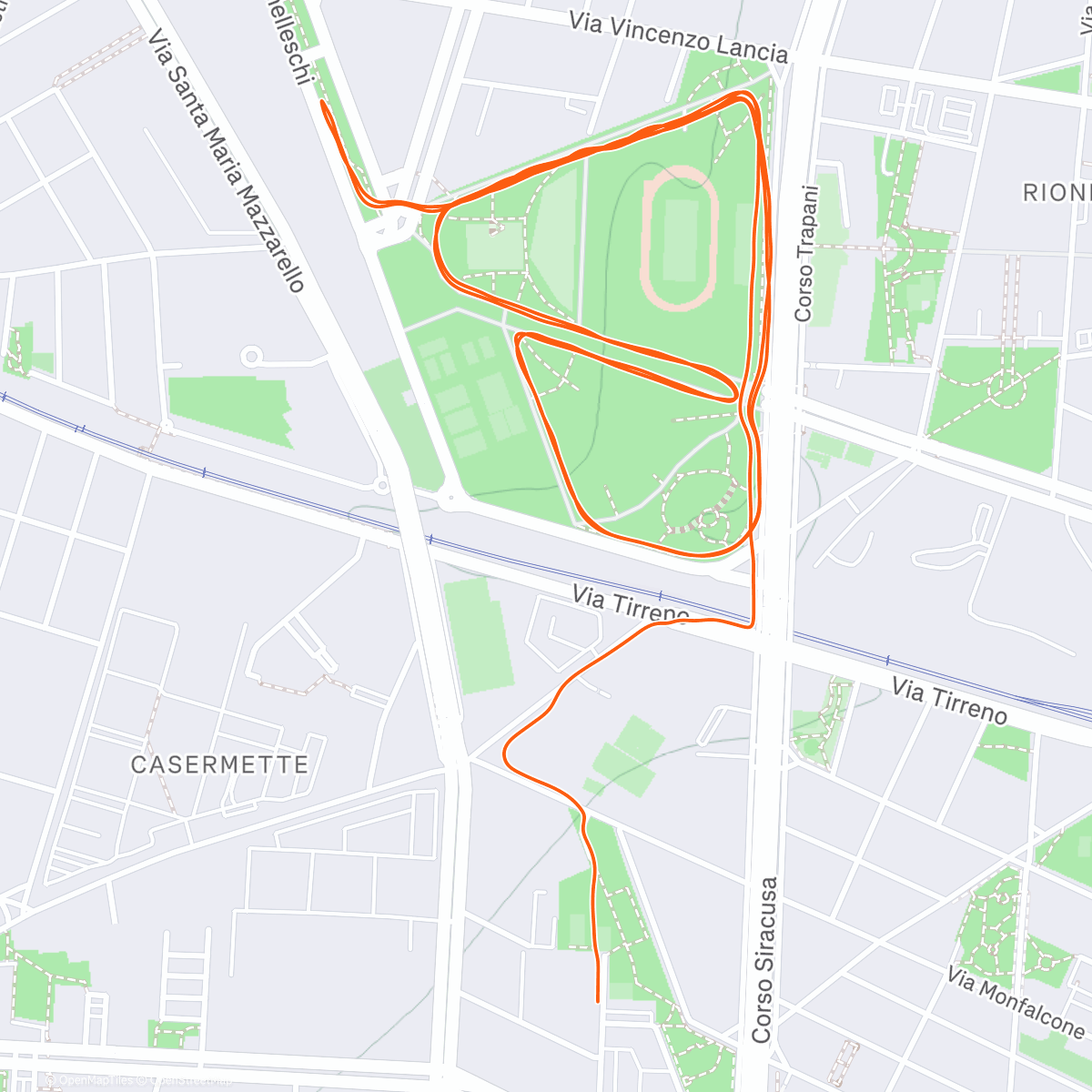 Map of the activity, Evening Run