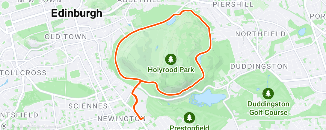 Map of the activity, Arthur’s seat from commie pool