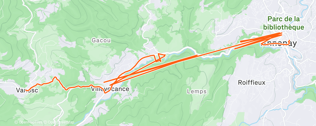 Map of the activity, Trajet de Annonay à Vanosc