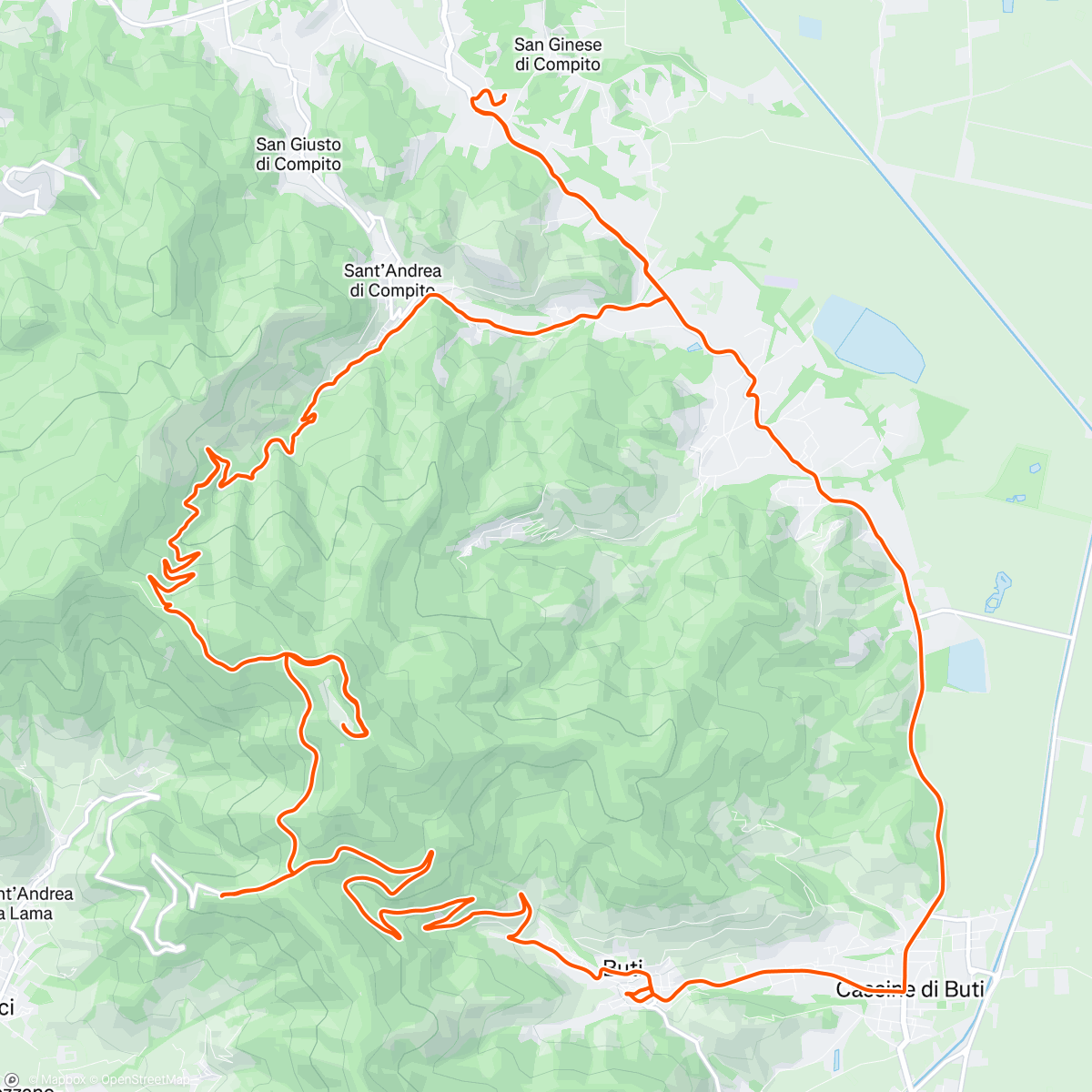 Map of the activity, Reizende Renner Lucca: Giro di Monte Serra