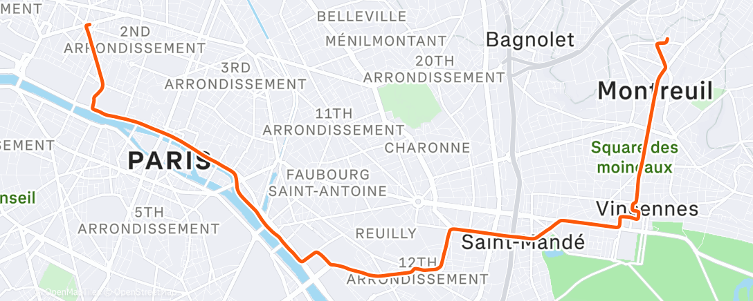 Map of the activity, Sortie vélo le midi