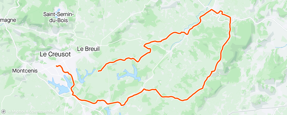 Map of the activity, Route avec Fred. Montaubry, St Bérain, St Léger,  Charrecey, Chanel Moron, Villeneuve, St Julien