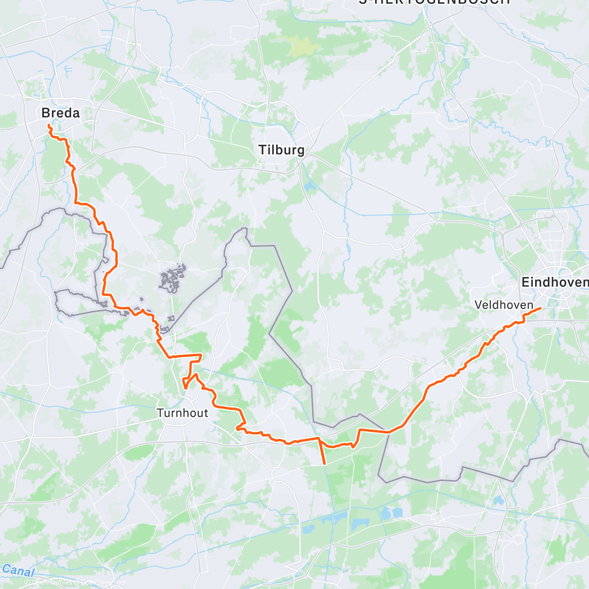 Карта физической активности (First hour, unexpectedly slippery roads. When there ain't night frost it is apparently more dangerous.)