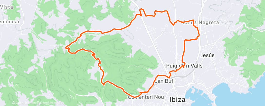 Map of the activity, Bicicleta de montaña por la tarde