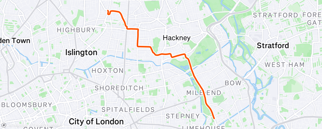 Map of the activity, Evening Ride