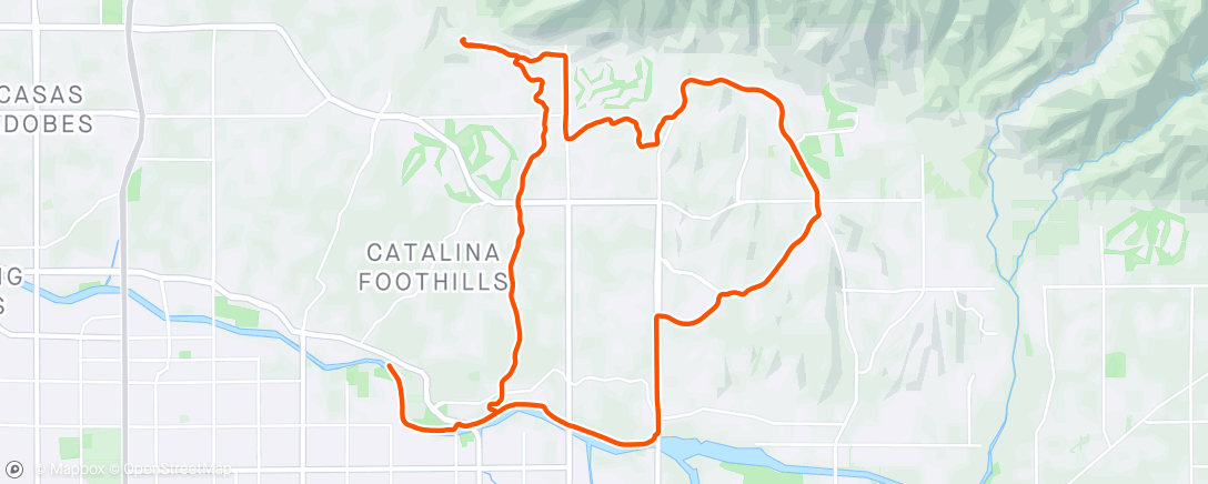Map of the activity, Morning Ride/Catalina foothill bumps...