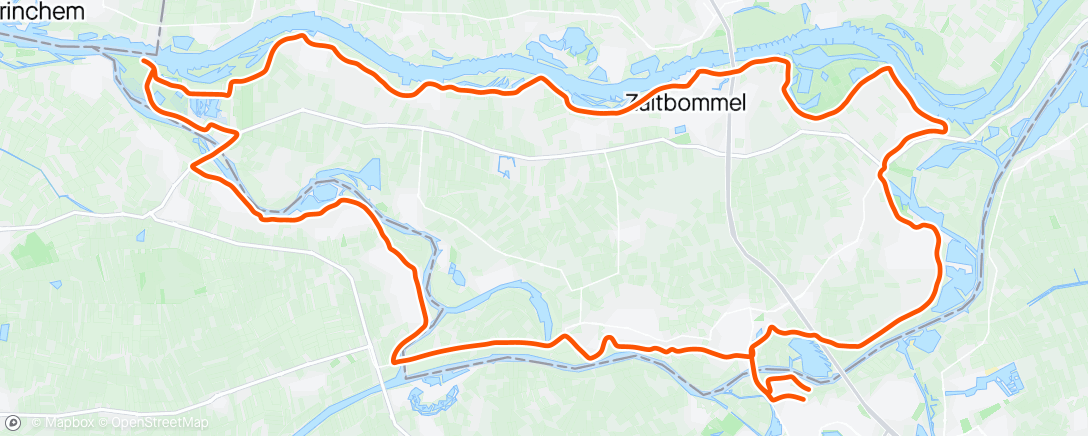 Map of the activity, Rondje Loevestein waar hoofd meer wilde dan de benen :), iets met gisterenavond denk ik… en in laatste kilometers stortbui en onweer, en doorweekt! 😂😂