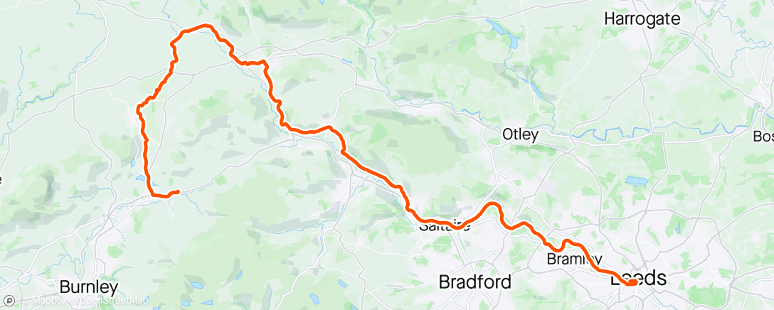 Map of the activity, Rocco’s Charity Leeds and Liverpool Canal ride : Yorkshire leg!