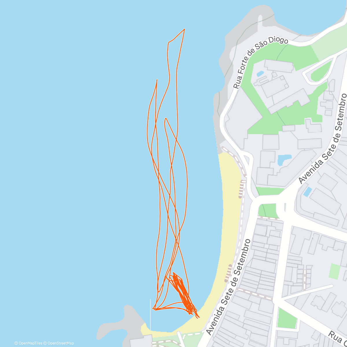Map of the activity, Natação Peixinho: Pernas + Intervalados + 1500m