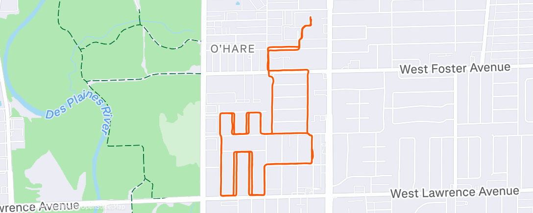 Map of the activity, Afternoon Run