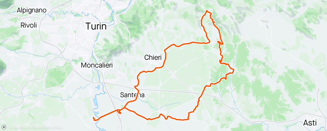 Map of the activity, Giro pomeridiano nel Monferrato fino ad Albugnano.