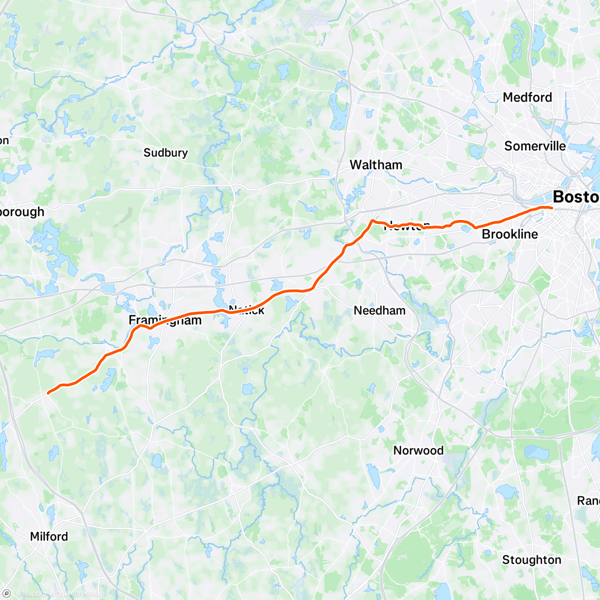 Map of the activity, 129th Boston Marathon