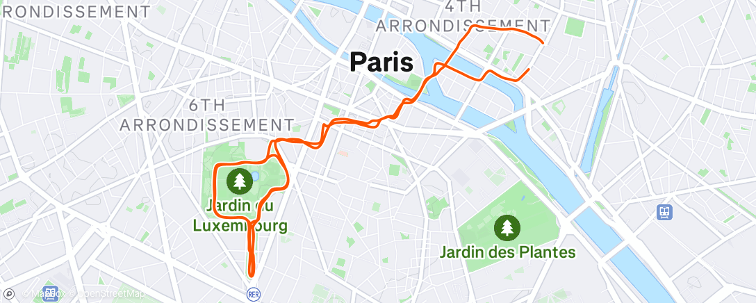 Map of the activity, Course à pied le matin