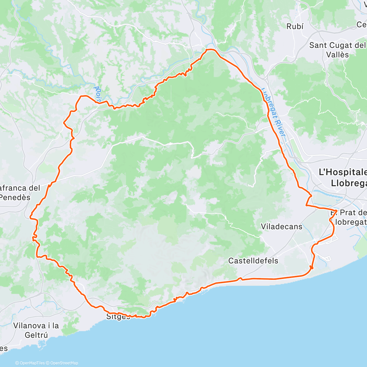 Map of the activity, Bicicleta por la mañana