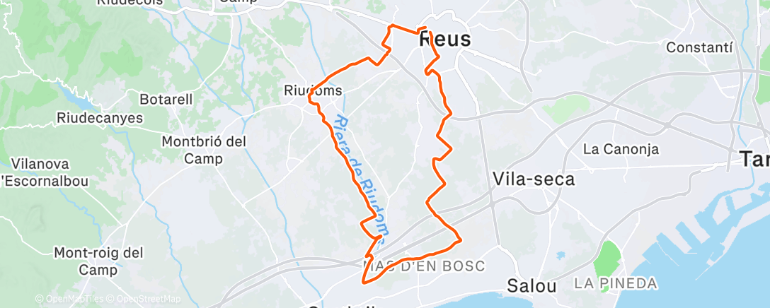 Map of the activity, Bicicleta de montaña eléctrica por la tarde