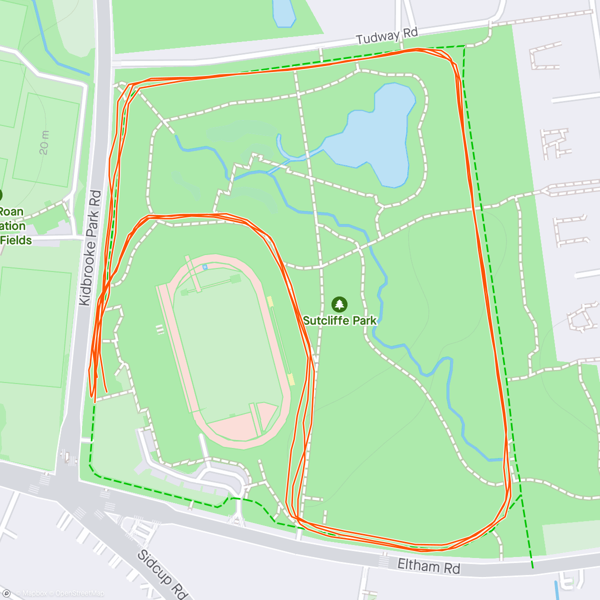 Map of the activity, Sutcliffe parkrun
